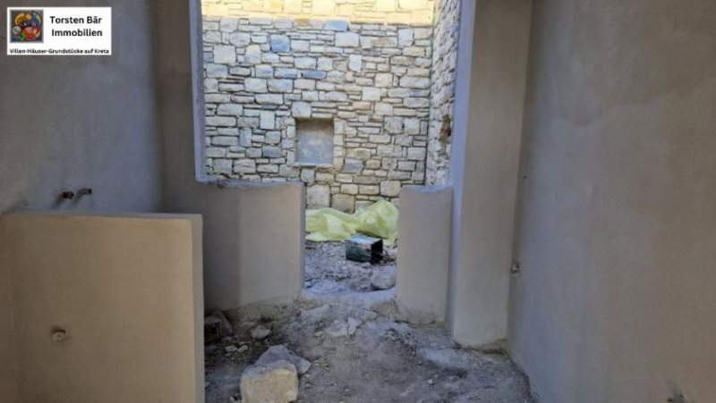 Kalamaki Kreta, Kalamaki ebenerdige Villa im Rohbau mit Panorama-Meerblick Haus kaufen